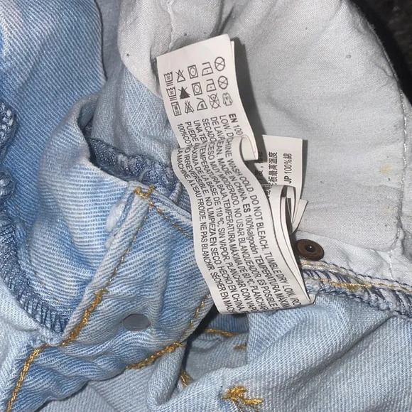 Forever 21 blue loose hem denim jeans mini skirt Sz  28 - Picture 8 of 9